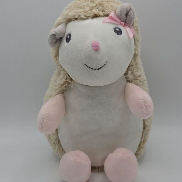 Blankets and Beyond Hedghog Rattle Lovey Plush Stuffed Toy Pink Bow - Picture 17 of 17